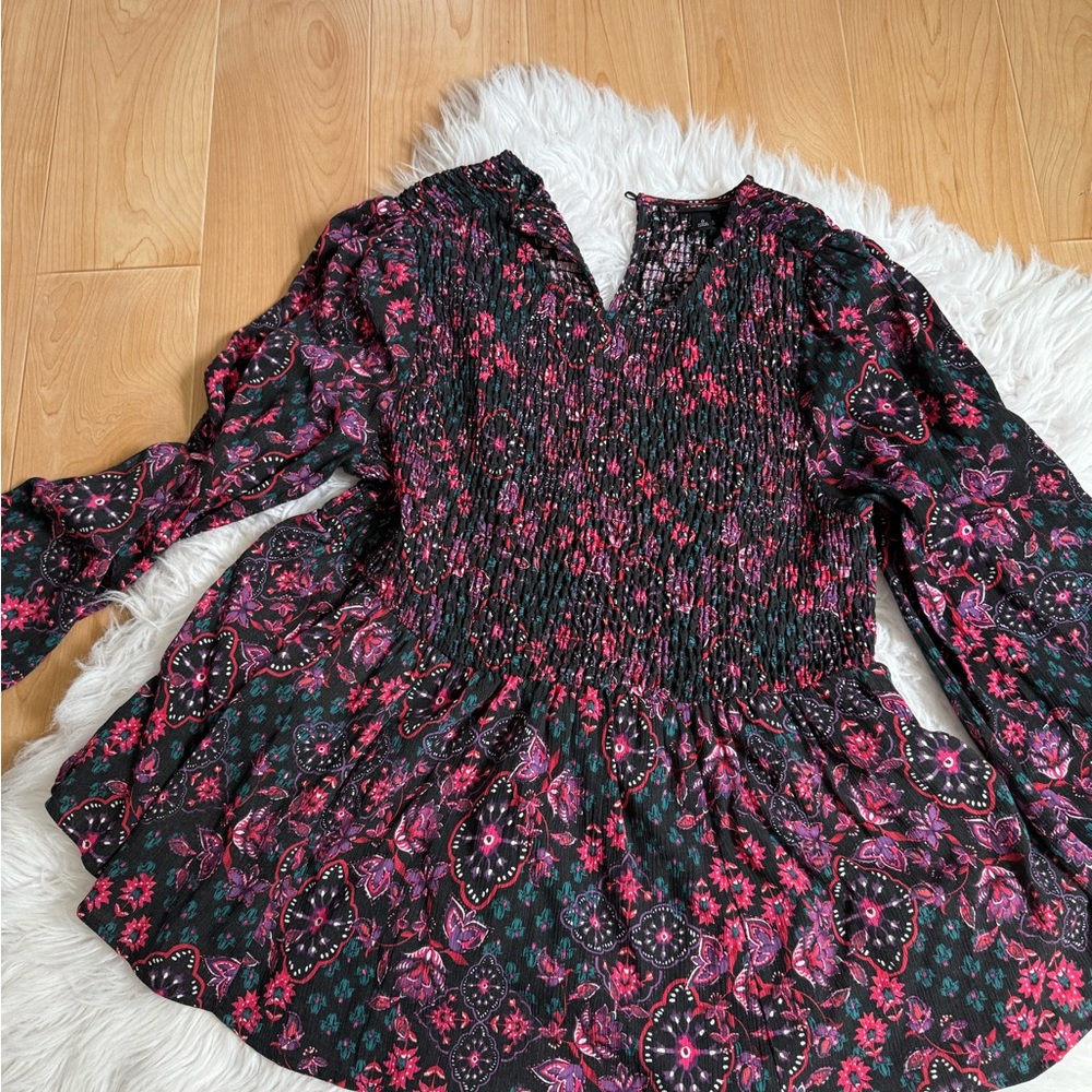 Floral Black and Pink Women's Top